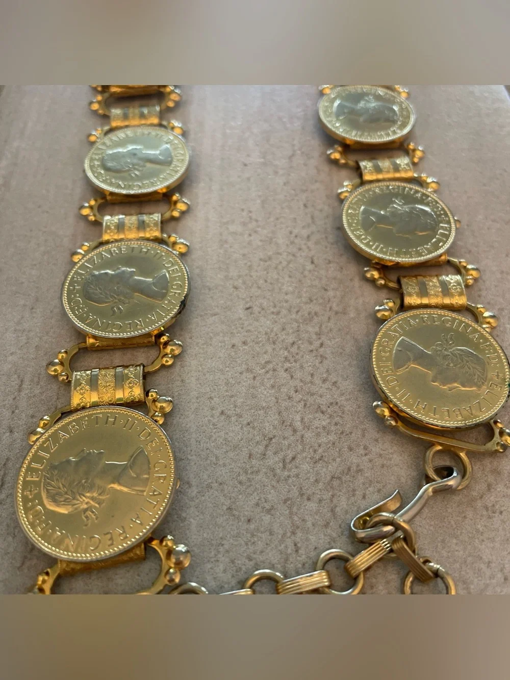 Queen Elizabeth II / King George VI Coin Belt vtg 60s
